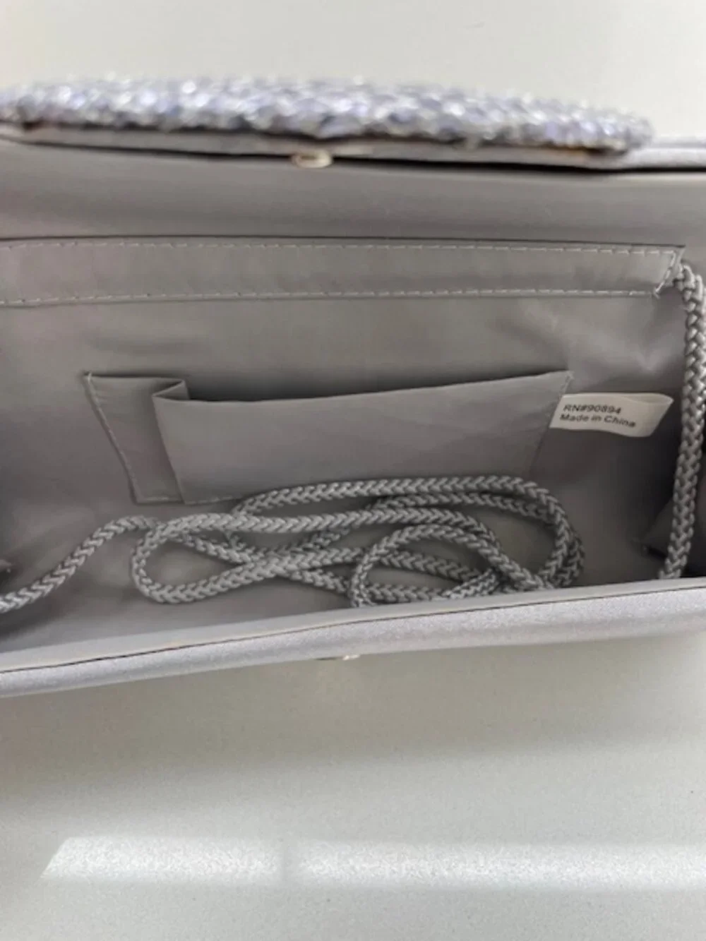 Silver/Grey Satin Evening Clutch/Bag